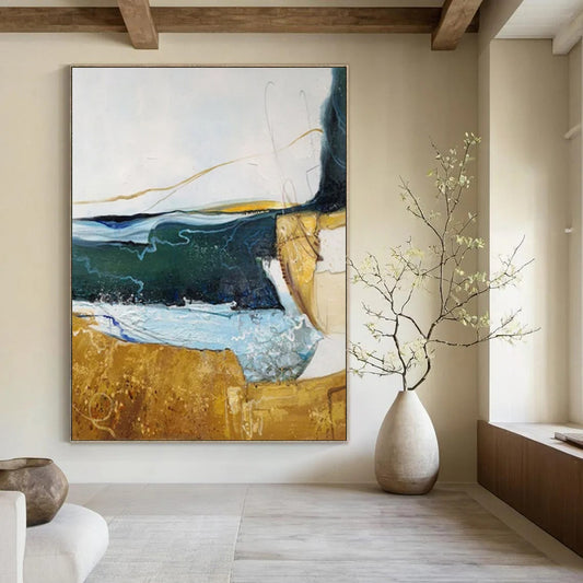 Large-Sized Hand-Painted Abstract Masterpiece for Bar & Hotel Lobby LargeART2337