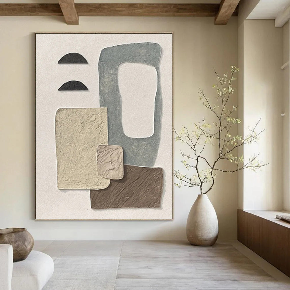 Custom - Designed by Designers: Hand - Rendered Textured Canvas Painting for Office & Hallway DKH1135