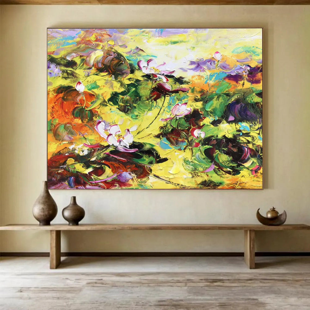 Alluring Hand - Painted Textured Abstract Artwork for Dining Room & Bedroom DKH635