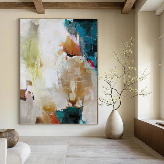 Grand Custom - Crafted Hand - Painted Textured Abstract Canvas for Entryway & Bar DKH1019