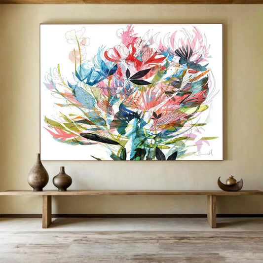Colorful Floral Burst - Oversized Lively Dining Room Art DLZ138