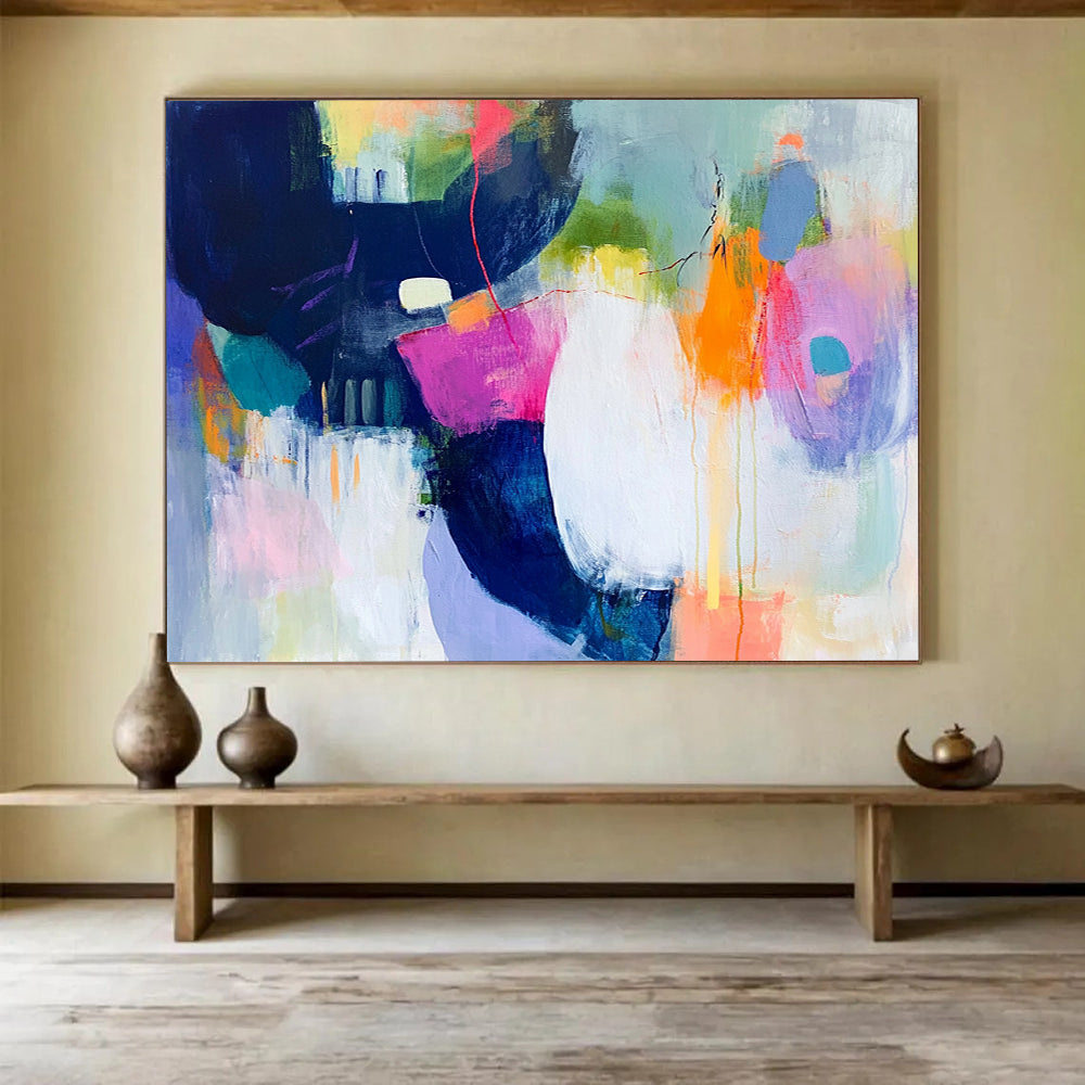 “Vibrant Color Collage” - Pink, Purple, Orange, Blue, Abstract Shapes - Modernist Collage - Inspired Acrylic Painting HB1551