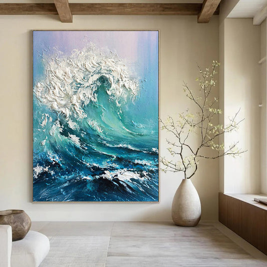 Large - Sized Hand - Painted Custom Abstract Painting (with Three - Dimensional Textures), Revitalizing Entryway and Living Room DKH1448