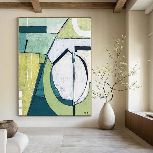 Spectacular Gigantic Hand-Painted Abstract Mural: Elevate Your Dining Room & Bar LargeART2375