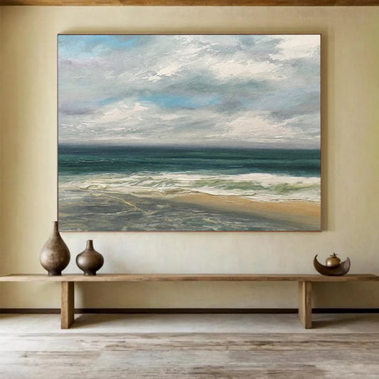 Serene Coastal Beach Scene - Relaxing Living Room Art DLZ021