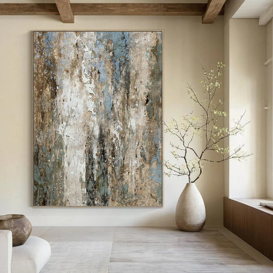 Extra - Vast - Reach Vertical Hand - Painted Custom Abstract Symphony (with Rich Textures), for Office and Entryway DKH1531