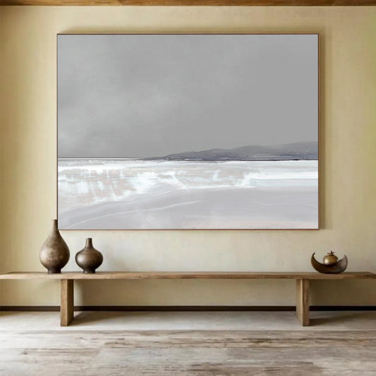 Pale Horizon Abstraction - Large Minimalist Bedroom Art DLZ137