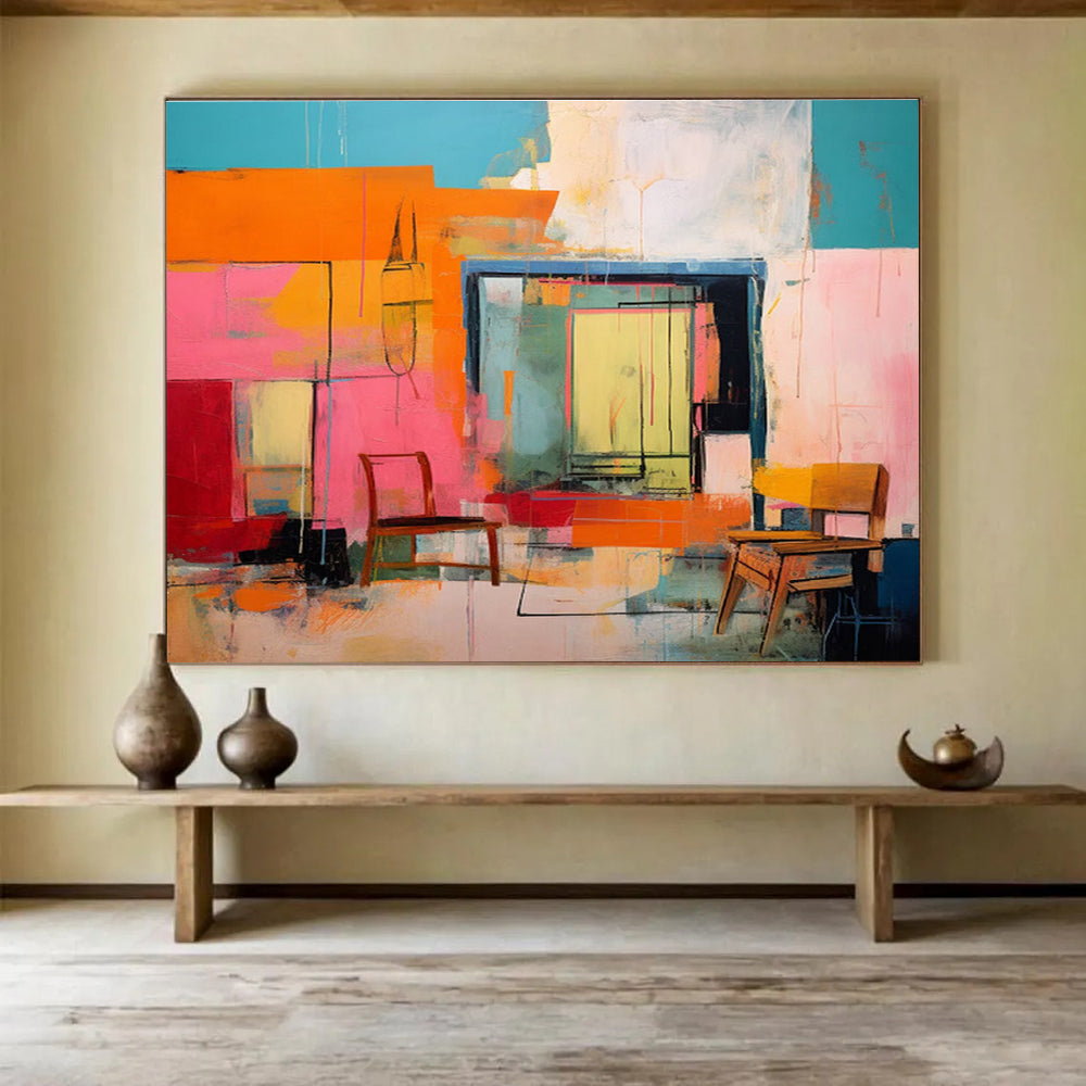 Radiant Hand - Painted Textured Abstract Wall Art for Bar & Dining Room DKH639