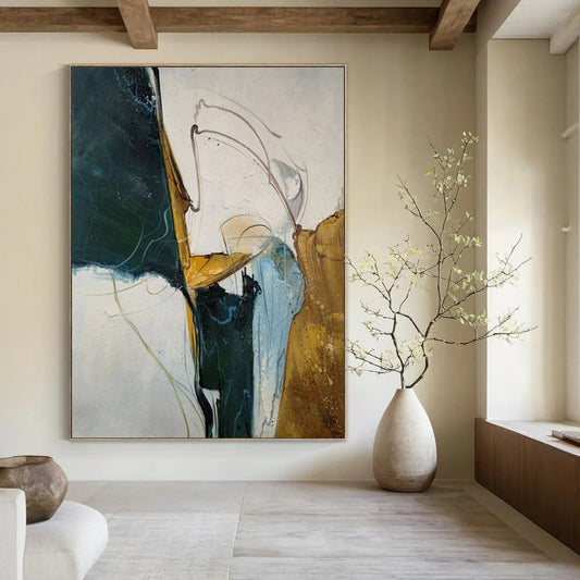 Oversized-Scale Hand-Painted Abstract Canvas for Bedroom & Office LargeART2338