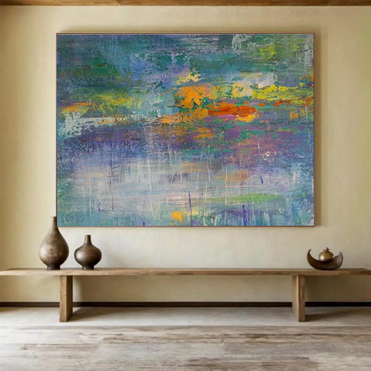 Vast - Sized Hand - Painted Textured Abstract Canvas for Decorative Statement DKH714
