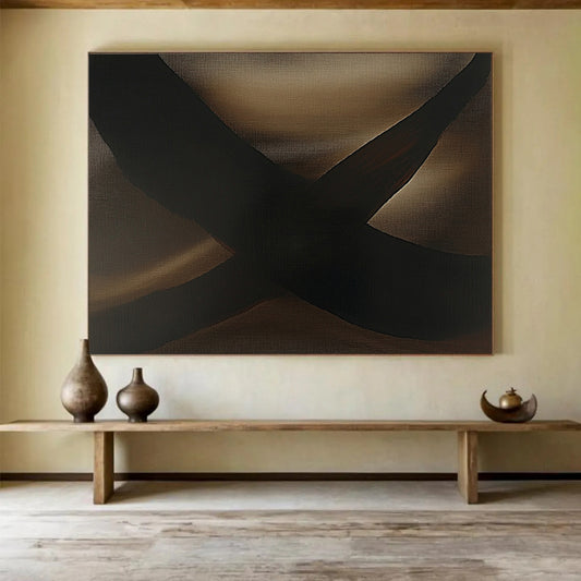 “Earthy Curves” - Brown, Black, Abstract Shapes - Acrylic Painting HB1476