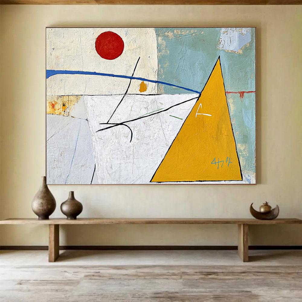 “Geometric Play” - Red, Blue, Yellow, Abstract Shapes - Cubist - Inspired Acrylic Painting HB1527