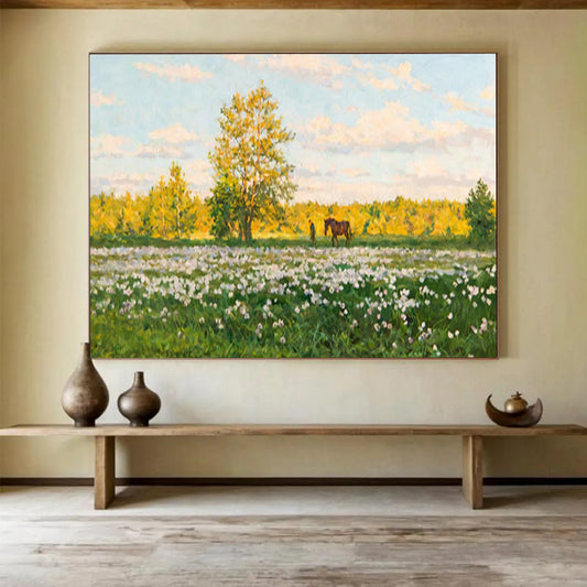 Summer Meadow with Horse - Peaceful Living Room or Office Art DLZ216