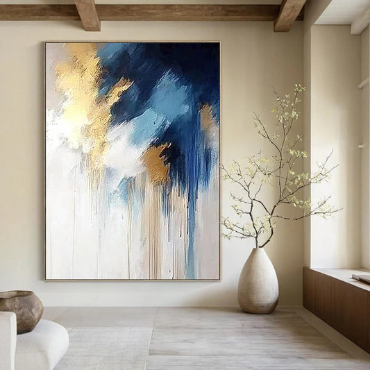 Contemporary hand-painted abstract artwork featuring vibrant colors and dynamic shapes, perfect for enhancing modern living spaces and inspiring creativity. DLZ1764