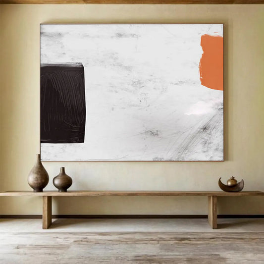 Black - White - Orange Geometric Abstract: Artistic Symbols for Modern Spaces DLZ146
