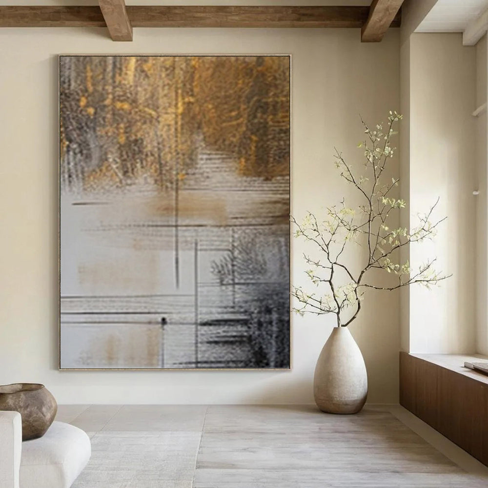 Large - Scale Hand - Painted Custom Textured Abstract Art for Bedroom & Living Room DKH0980