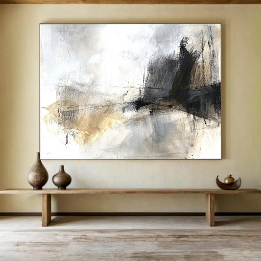 “Soft Gray - Beige Abstract” - Gray, Beige with Subtle Textures - Painting On Canvas HB1388