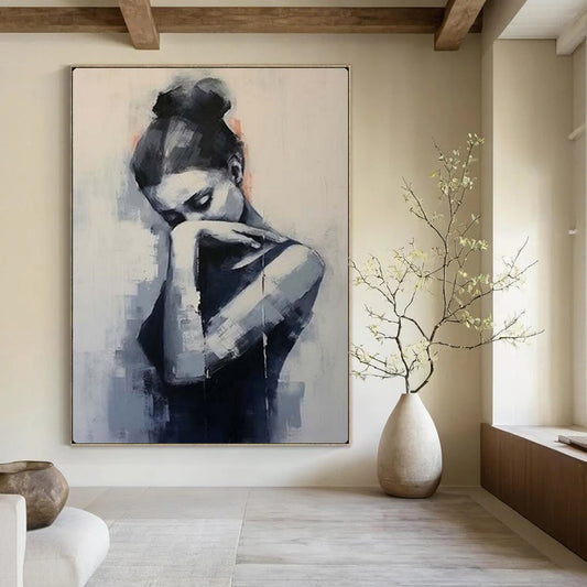 Hand-Painted Large-Scale Textured Abstract Wall Art for Bedroom & Meditation Room LargeART2140