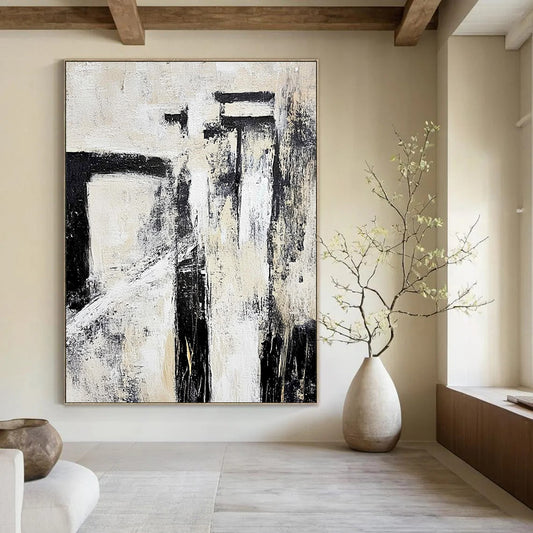 Contemporary hand-painted abstract artwork featuring vibrant colors and dynamic shapes perfect for modern spaces. Ideal for adding a unique touch. DLZ1757