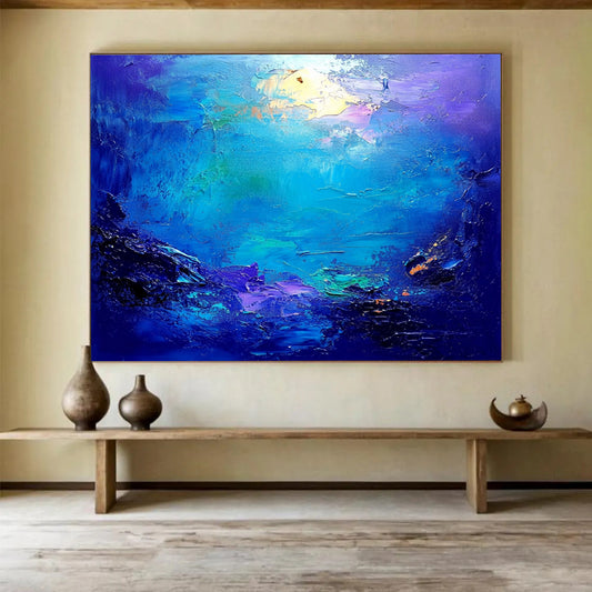 “Vibrant Ocean Swirl” - Blue, Purple, Green, Abstract Sea - Oil Painting HB1477