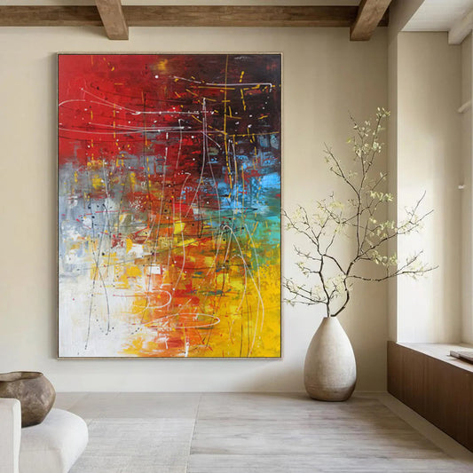 Custom Handmade Abstract Paintings: Big Sizes, Textured Details for Bedroom & Hallway DTP254