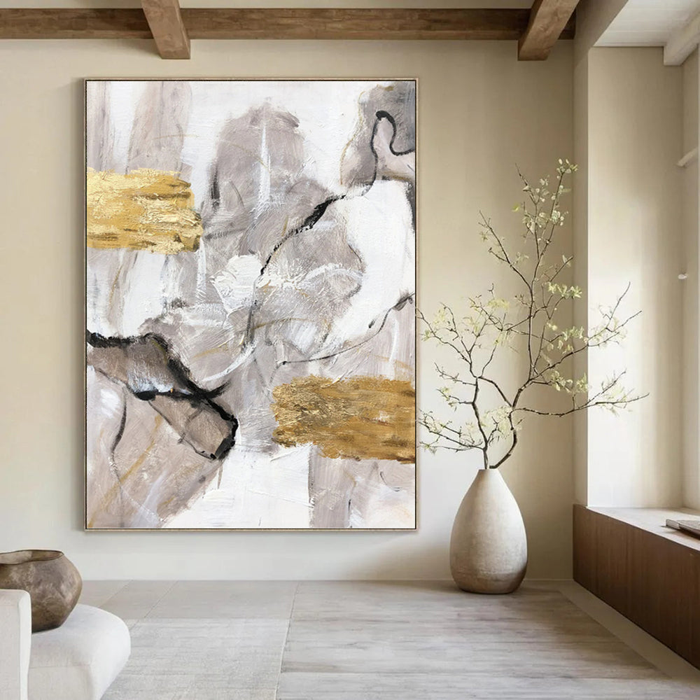 Regal Hand - Painted Textured Abstract Art for Hotel & Entryway DKH1301