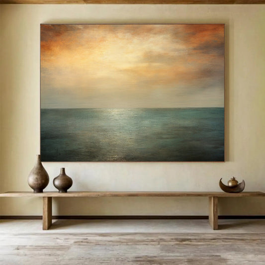 Serene Sea & Sky Abstract - Coastal Living Room Bliss DLZ010