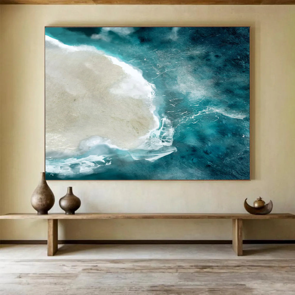 Aerial Coastal View - Large Colorful Living Room Centerpiece DLZ125