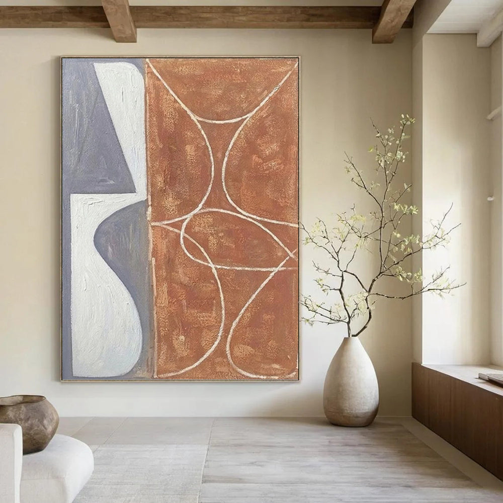 Designer - Curated Luxury: Hand - Rendered Textured Canvas Art for Hotel Suite & Living Room DKH1138