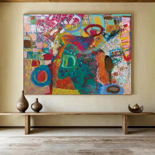 Bright Abstract Expressionism - Playful Living Room or Nursery Decor DLZ244