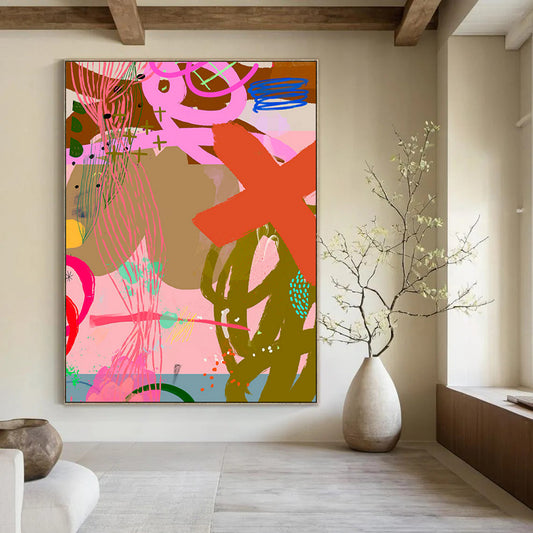 Hand-Painted Bespoke Abstract Canvas for Living Room & Hotel LargeART1857