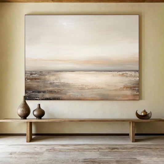 Neutral Coastal Sunset - Calm Bedroom Wall Art DLZ102
