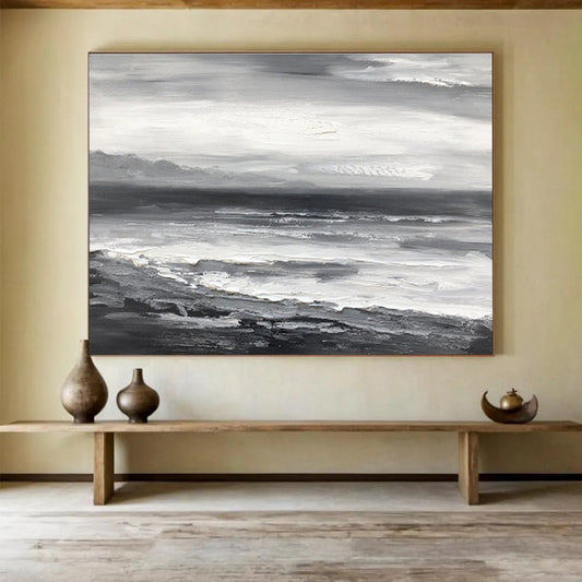 Dramatic Hand - Painted Textured Abstract Painting for Entryway & Living Room DKH632