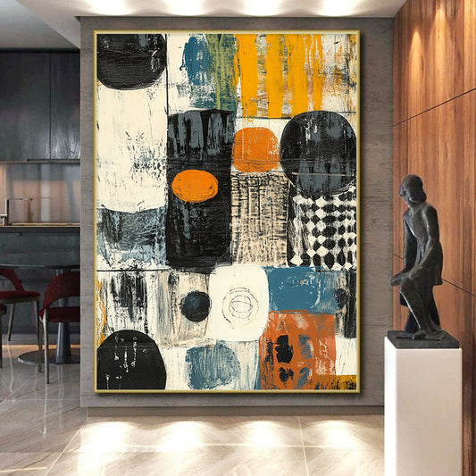 Colorful Abstract Blocks "Playful Composition" Painting On Canvas HB296