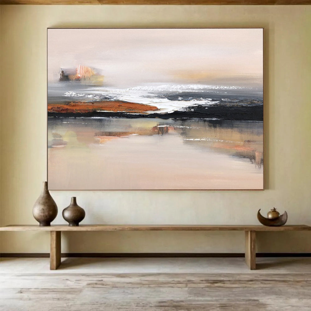 Energetic Large Abstract Canvas with Vivid Textured Shapes for Living Room & Hotel Suite DKH914