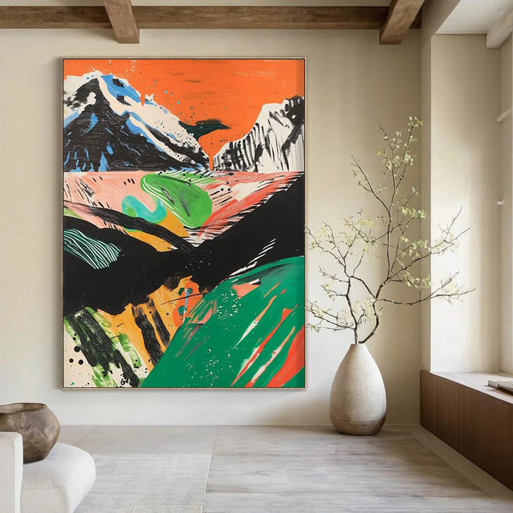 Celestial Confluence: Large - Format Hand - Painted Custom Abstract Gemstone for Dining Room and Office DTP092