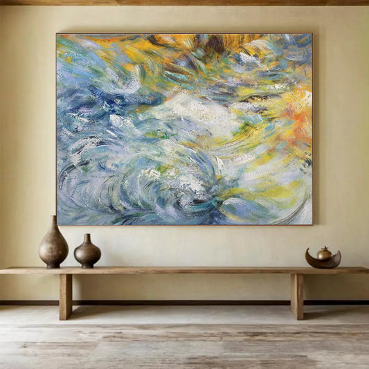 “Timeless Flows” Large - Sized Abstract Canvas for Bedroom & Dining Room DKH291