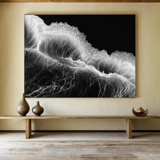 “Monochrome Wave Dynamics” - Blacks, Whites, Textured Waves - Photographic Art HB1620