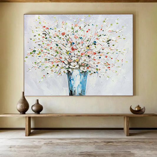 Colorful Flower Bouquet Textured Art - Cheerful Living Room or Dining Room Decor DLZ220