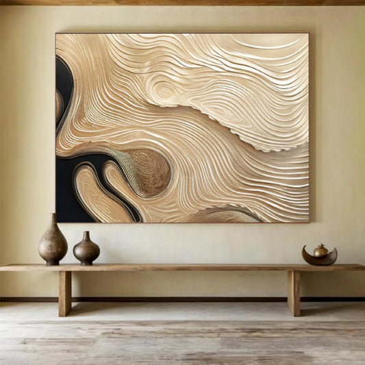 Gold Wave Relief Art - Luxury Living Room Centerpiece DLZ101