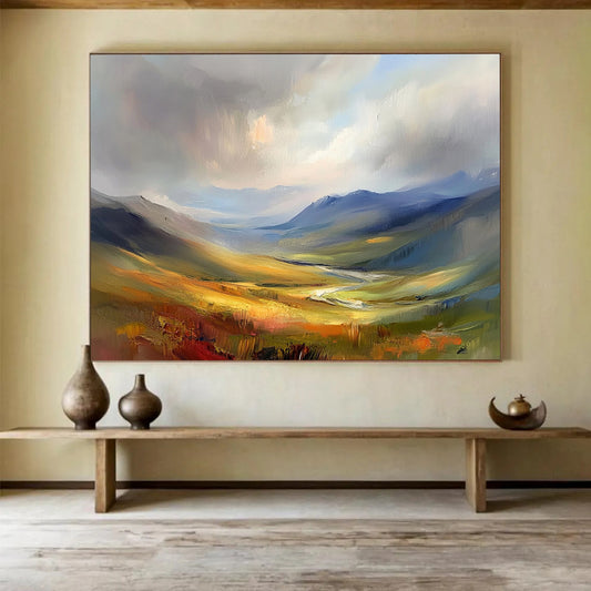 Colorful Mountain Landscape "Vivid Valleys" Painting On Canvas HB0663