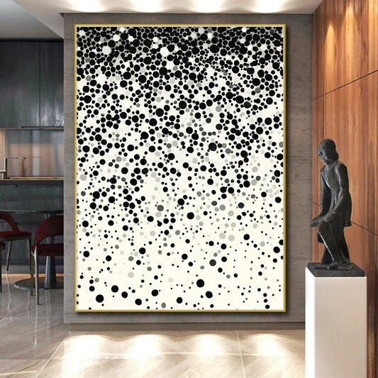 Black Dots Gradient on Light Background - “Subtle Dot Transition” Painting On Canvas HB225