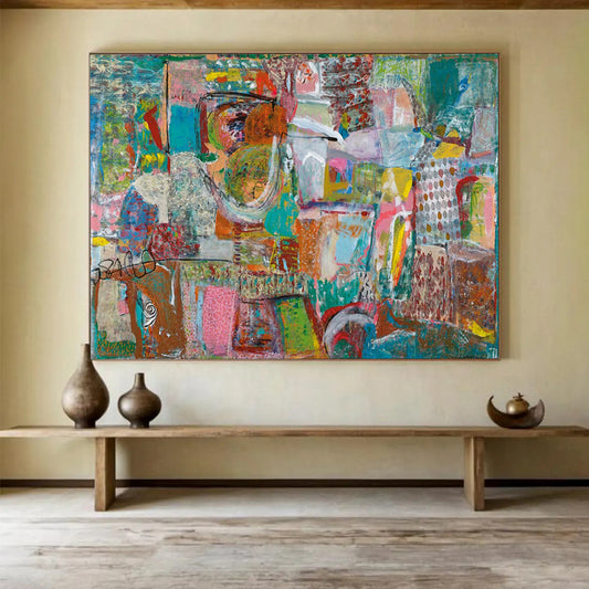 Mixed Media Abstract Collage - Eclectic Living Room or Office Art DLZ236