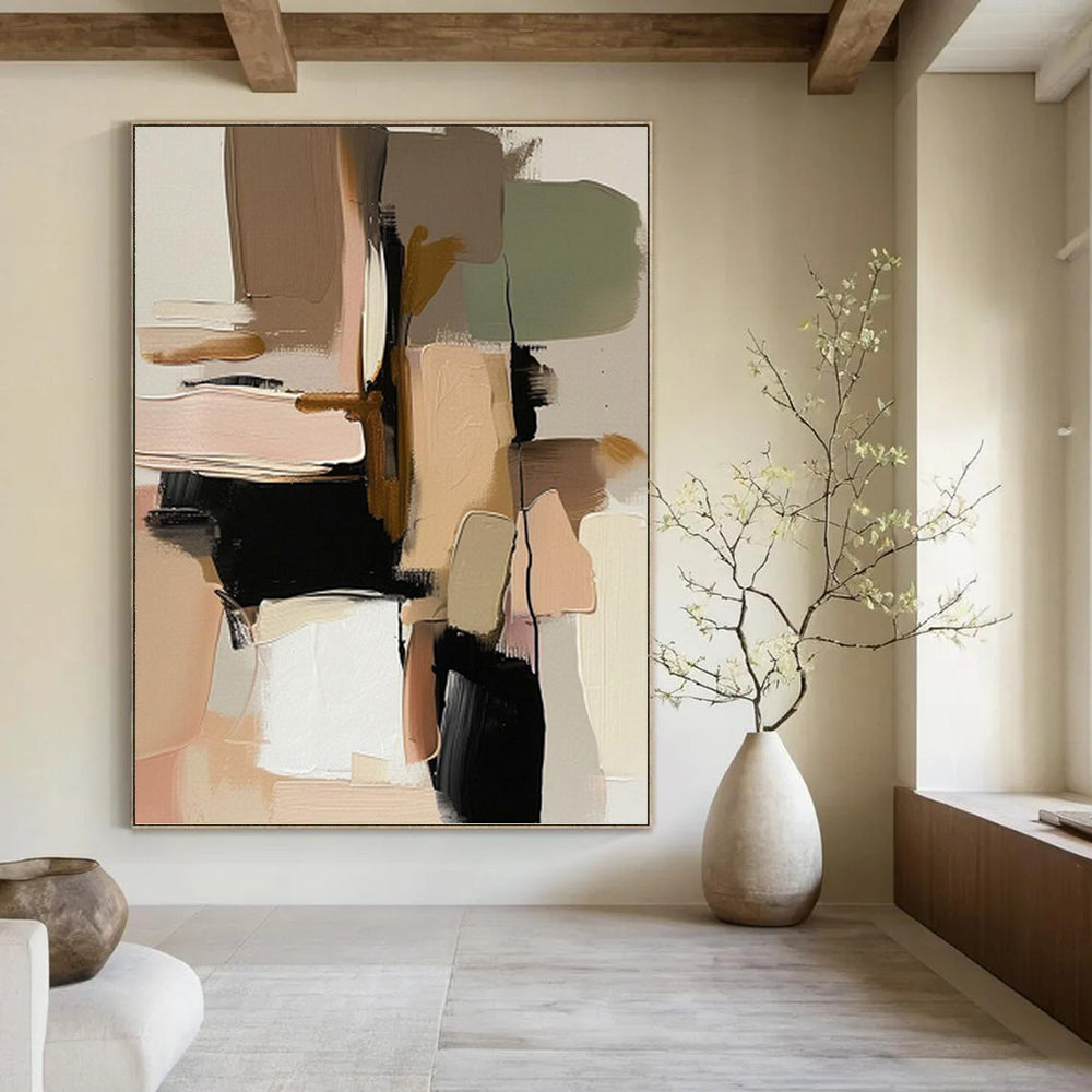 Captivatingly Large - Scale Hand - Painted Textured Abstract for Library & Reading Nook DKH1240