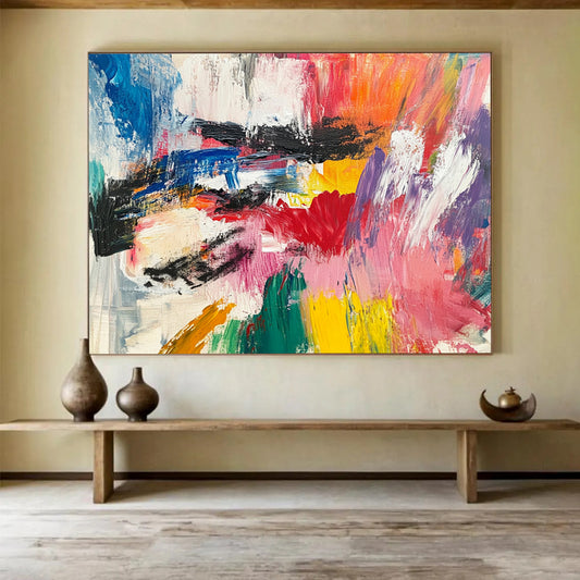 Colorful Abstract Chaos - Bold Abstract Oil Painting On Canvas HB0483