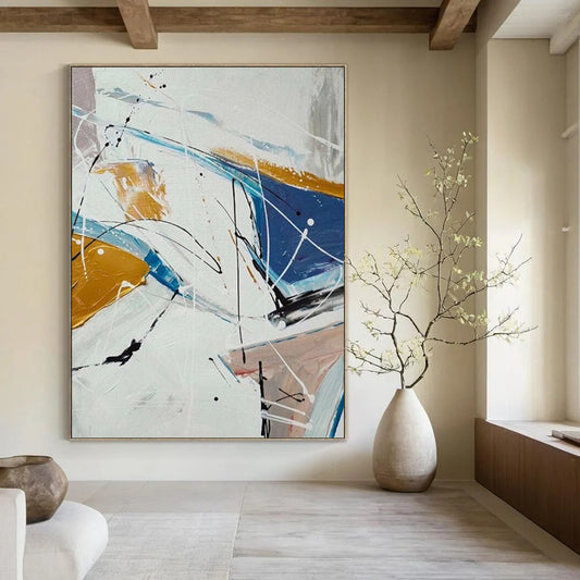 Immense - Sized Hand - Painted Textured Custom Abstract Art for Bedroom and Entryway DTP049