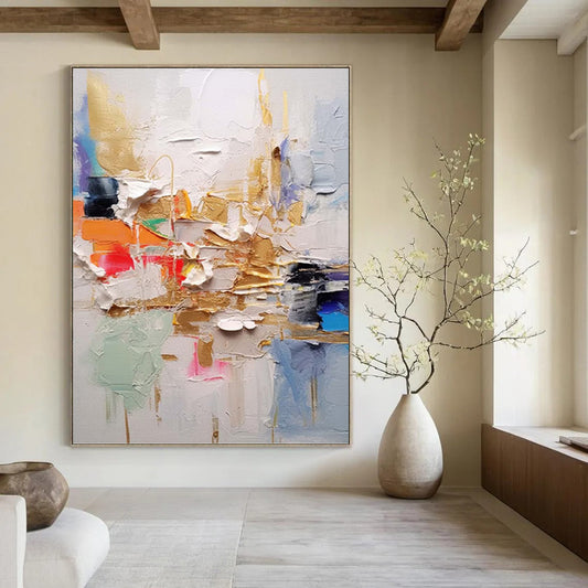 Massive Custom - Crafted Textured Canvas Abstract for Living Room & Hotel Lobby DKH1056