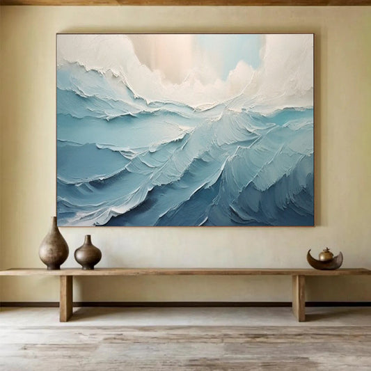 Textured Ocean Wave - Dynamic Coastal Living Room Art DLZ227