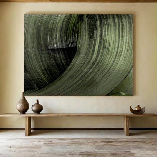 Abstract Green Swirls - Large Modern Office Accent DLZ123