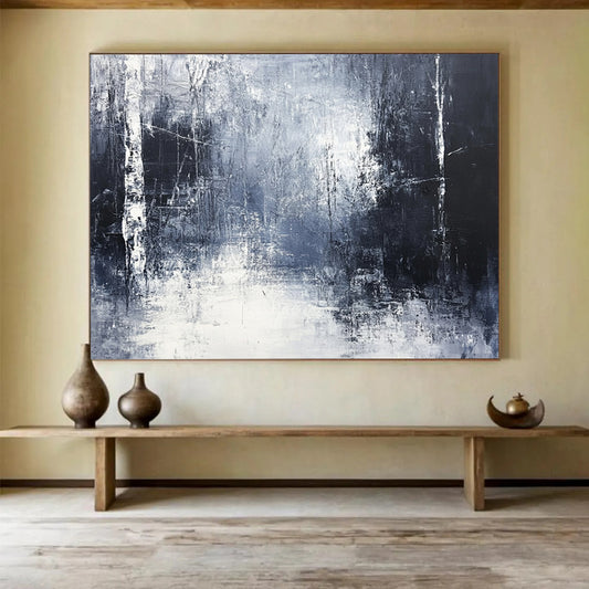 “Gray Abstract Forest” - Gray, White, Black with Forest - like Textures - Abstract Acrylic Painting HB1351